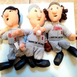Three Stooges Baseball MOE LARRY CURLY Highlight PLUSH Bean Bag Dolls